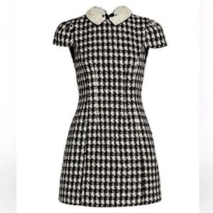 Alice + Olivia Black and White Mini Dress with embellished collar - NWT